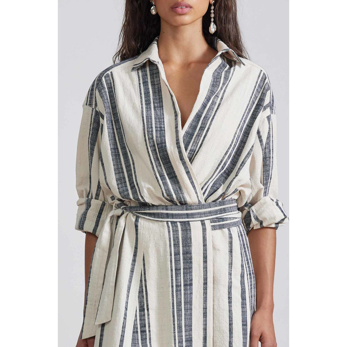 Apiece Apart "Gabrielle" Stripe Wrap Dress, size Small