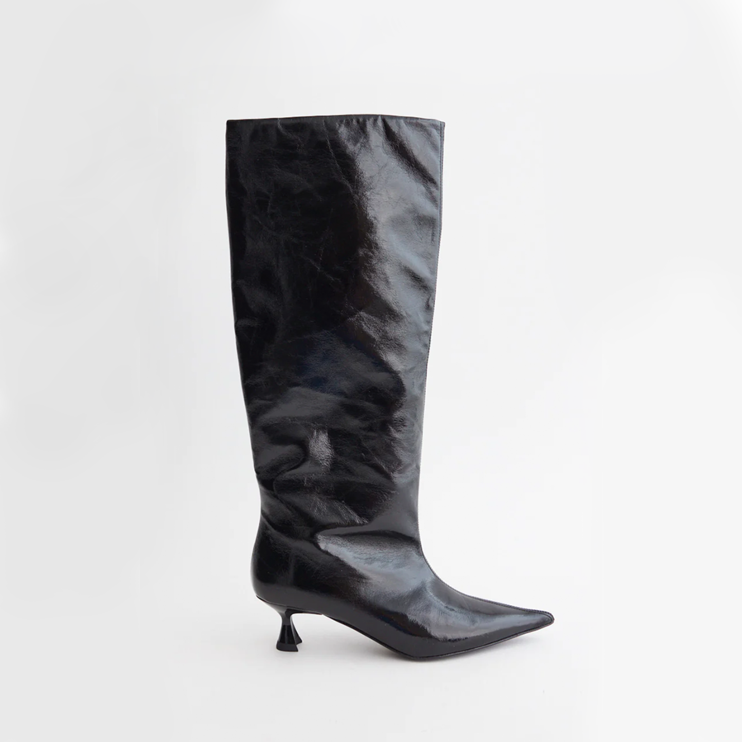 Ganni Soft Slouchy High Shaft Boot in Black, size 38