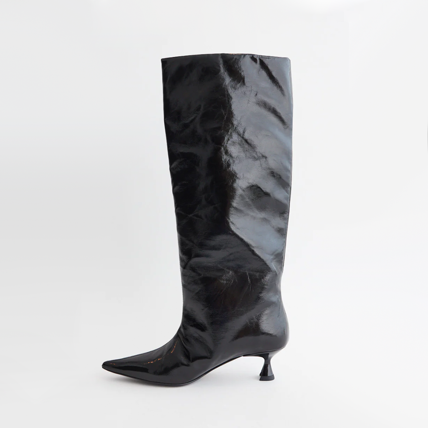 Ganni Soft Slouchy High Shaft Boot in Black, size 38