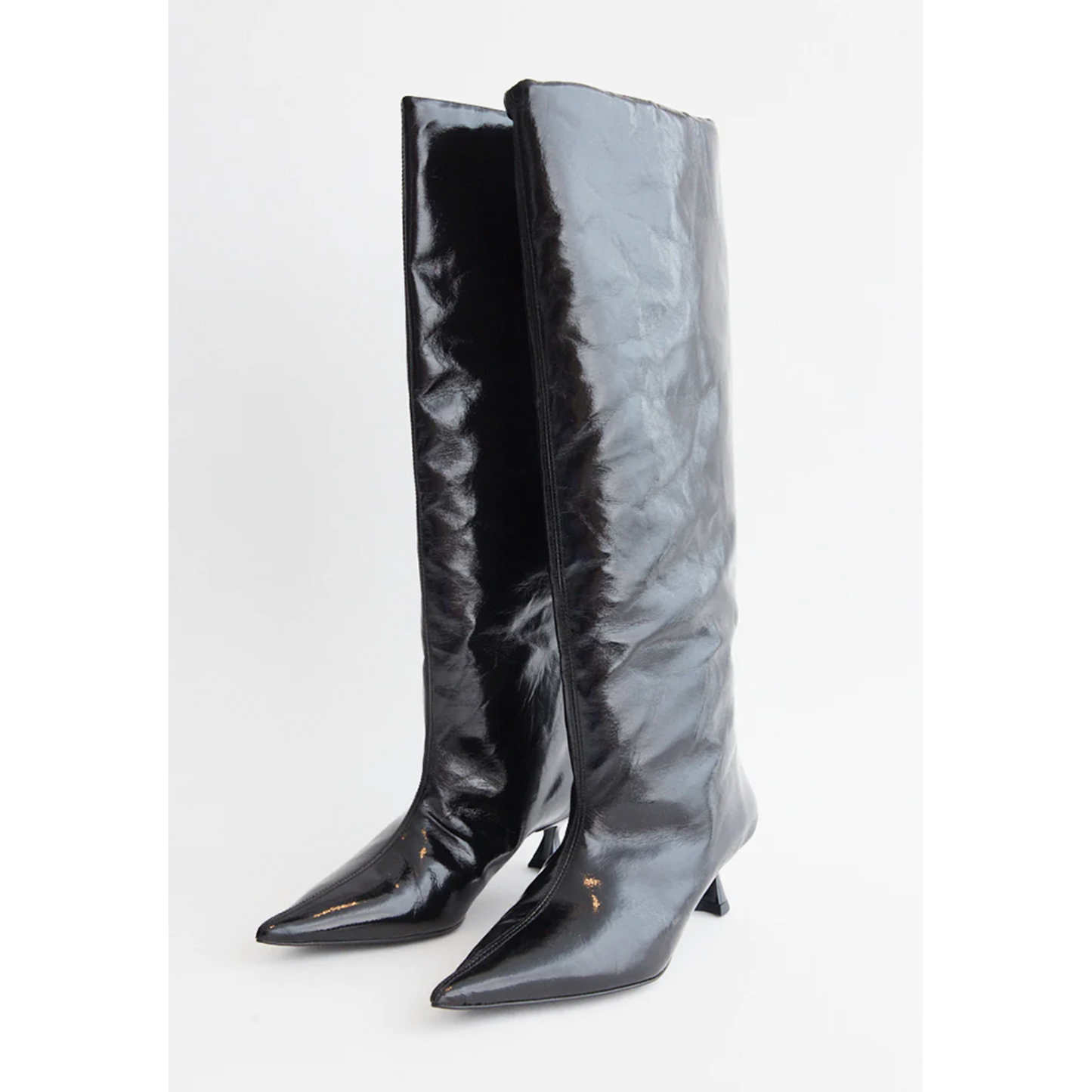 Ganni Soft Slouchy High Shaft Boot in Black, size 38