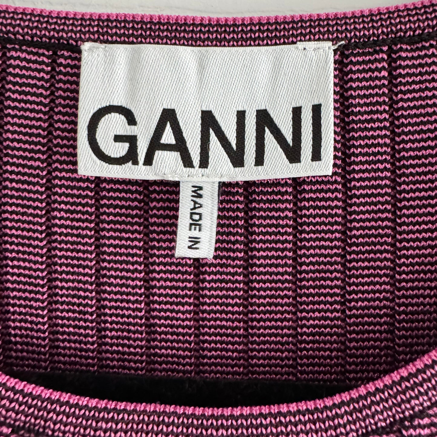 Ganni Ribbed Knit Dress w Fringe Hem in Red, size Small