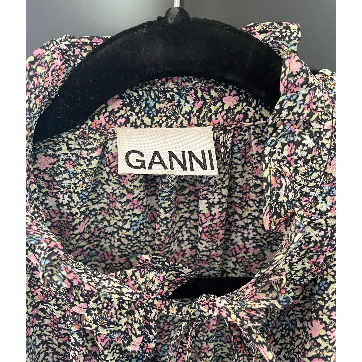 GANNI Floral Printed Long Sleeve Dress, size 38 (fits L/XL)