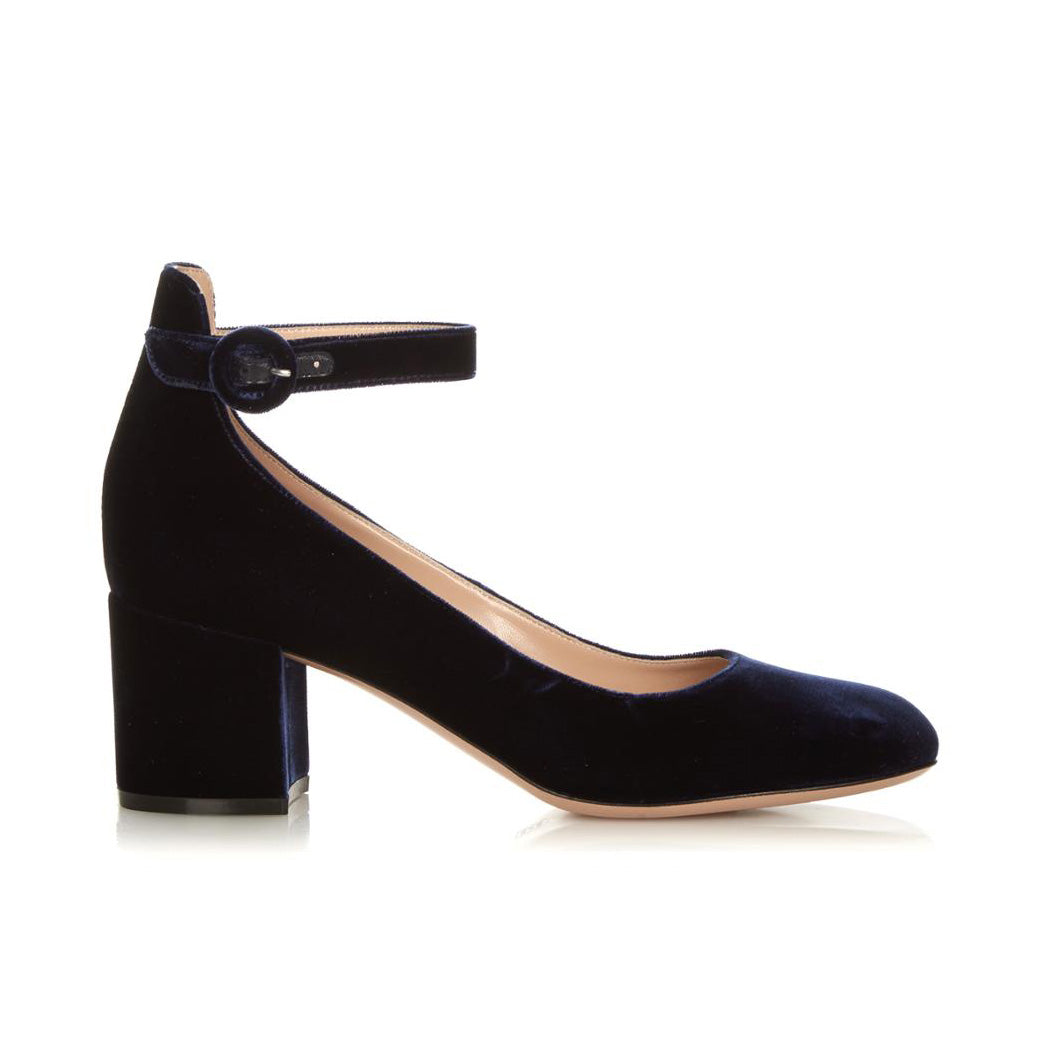 Gianvito Rossi Navy Velvet Mary Janes, taille 42 (convient à 11/11,5)