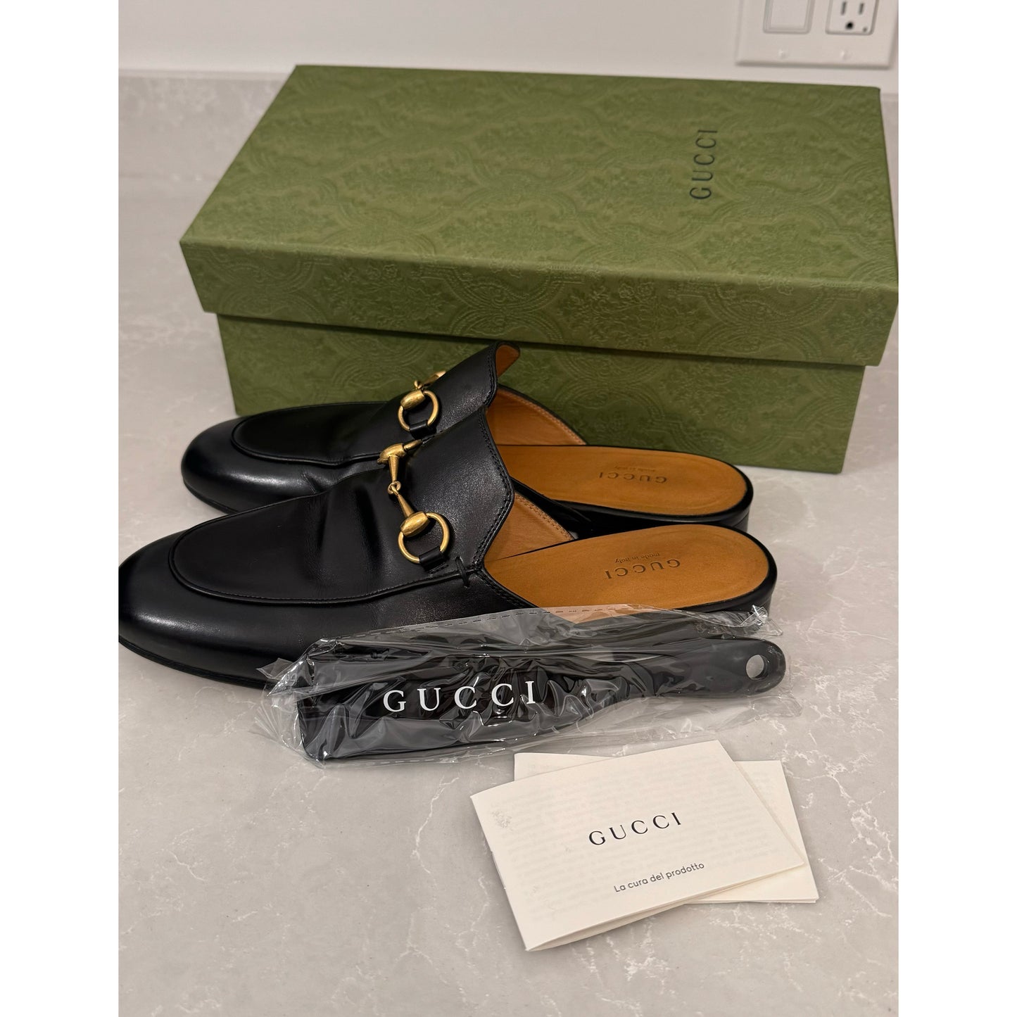 Gucci Princetown Mules in Black, size 38 (fits like 7)