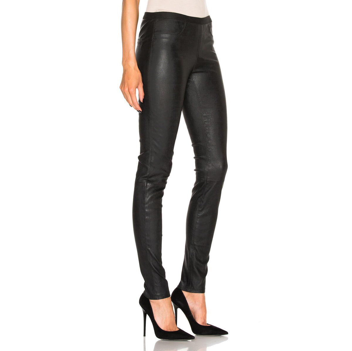 Helmut Lang Leather Leggings in Black, size 6
