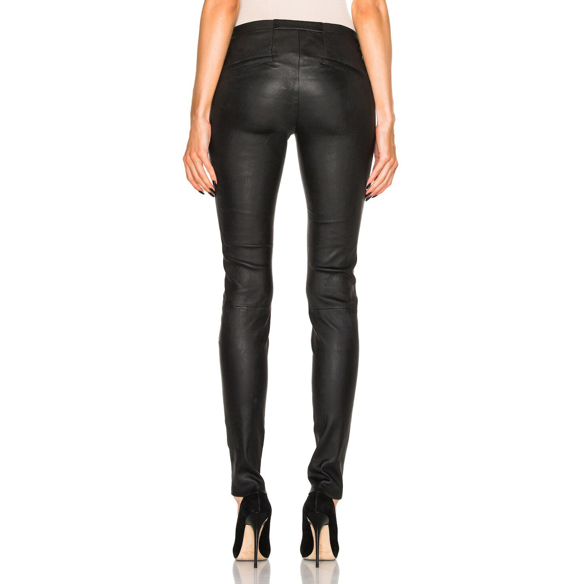 Helmut Lang Leather Leggings in Black, size 6