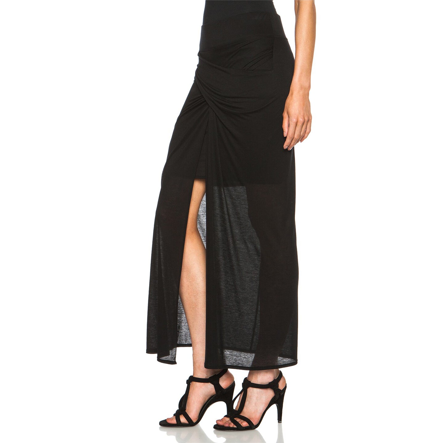 Helmut Lang "Entity" Tencel Jersey Skirt in Black, size Medium