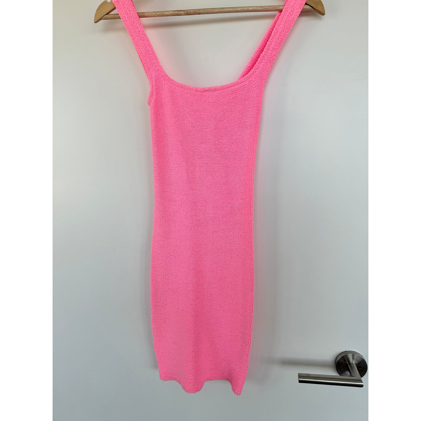 Hunza G Crinkle Tank Dress in Bubblegum, One Size Only