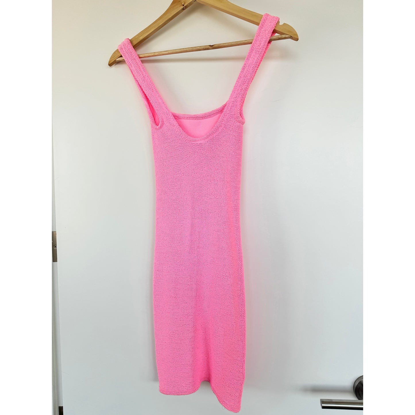 Hunza G Crinkle Tank Dress in Bubblegum, One Size Only