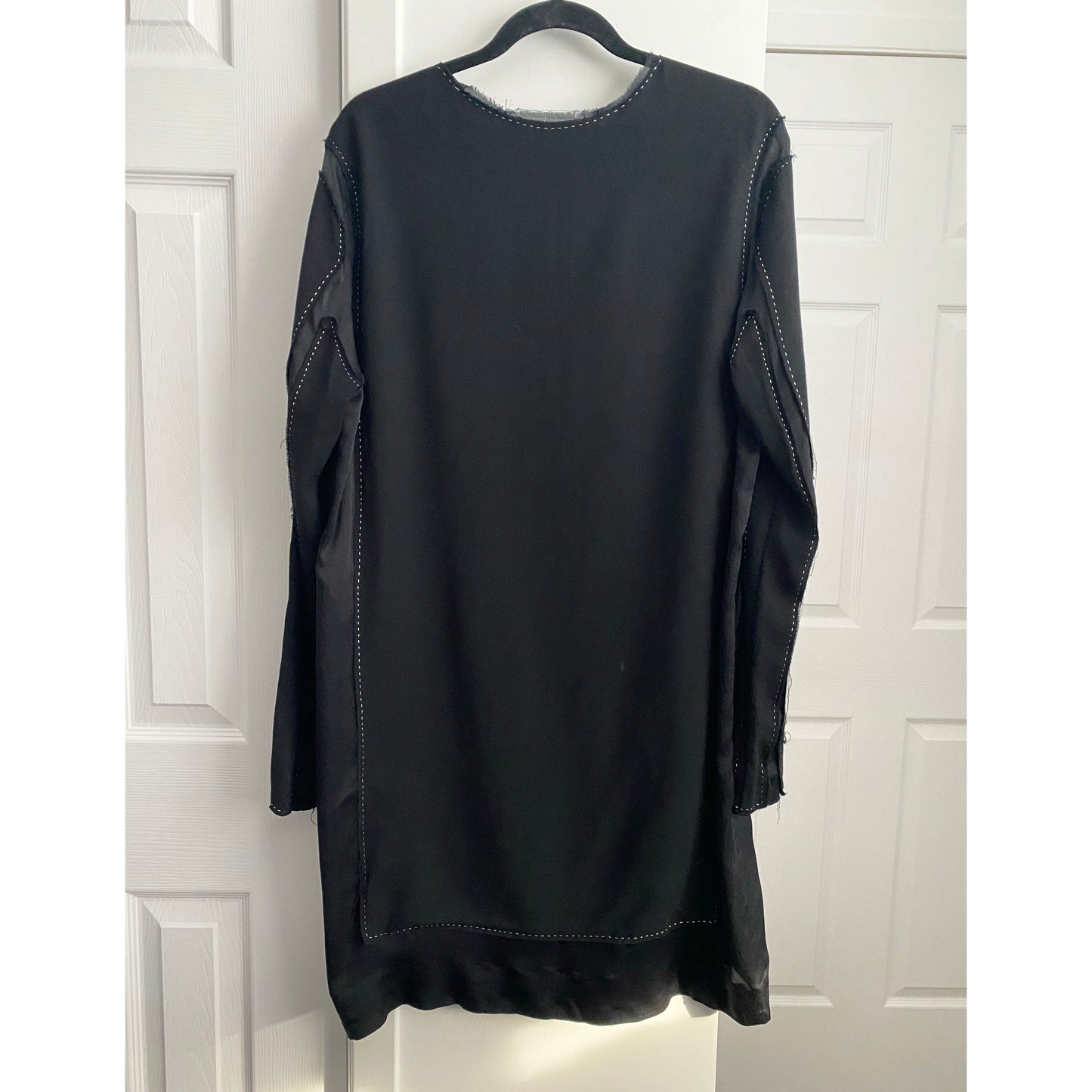 Haider Ackermann Long Sleeve Plunging Neckline Dress in Black, size 40 (fits a slim Medium)