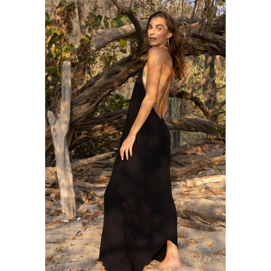 Hansine "Rhodes" Halter Dress in Black, One size Only (fits S-M ish)