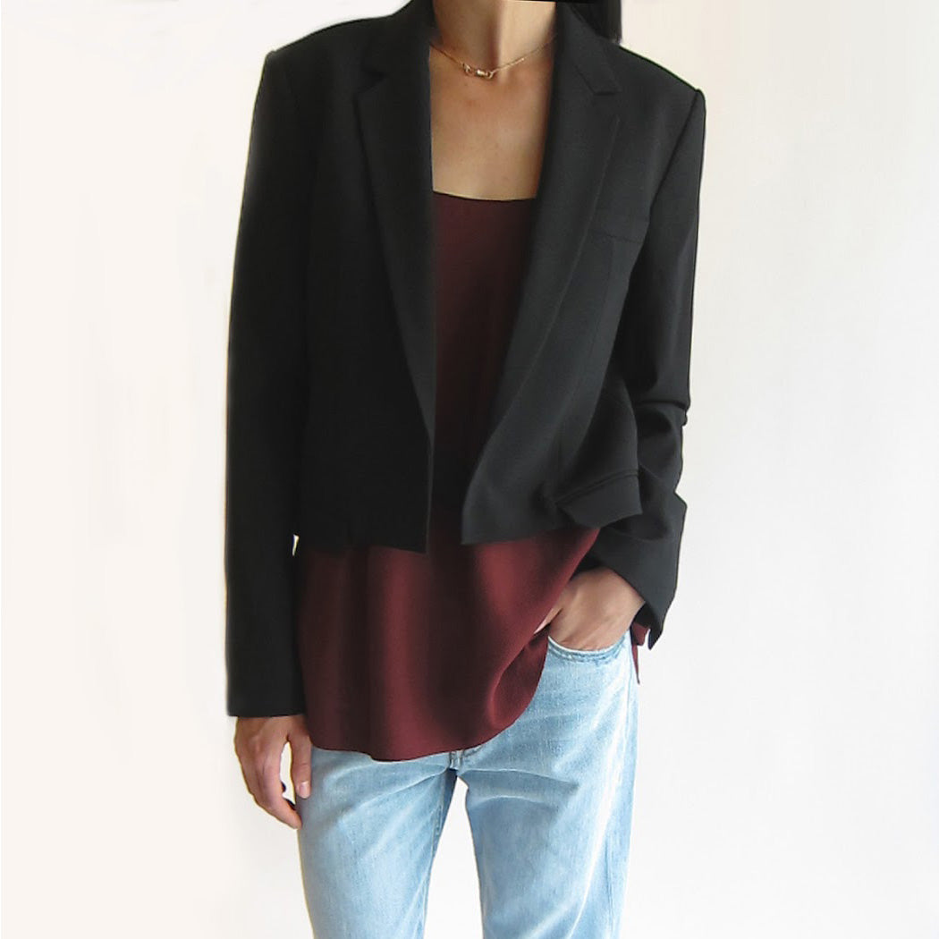 Helmut Lang Cropped Blazer in Black, size 4