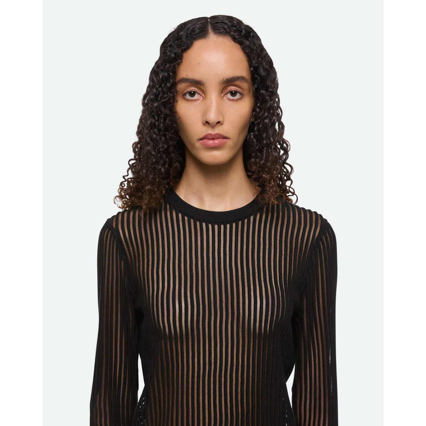 Helmut Lang "Spaced Sheer Crewneck" in Black, size Small