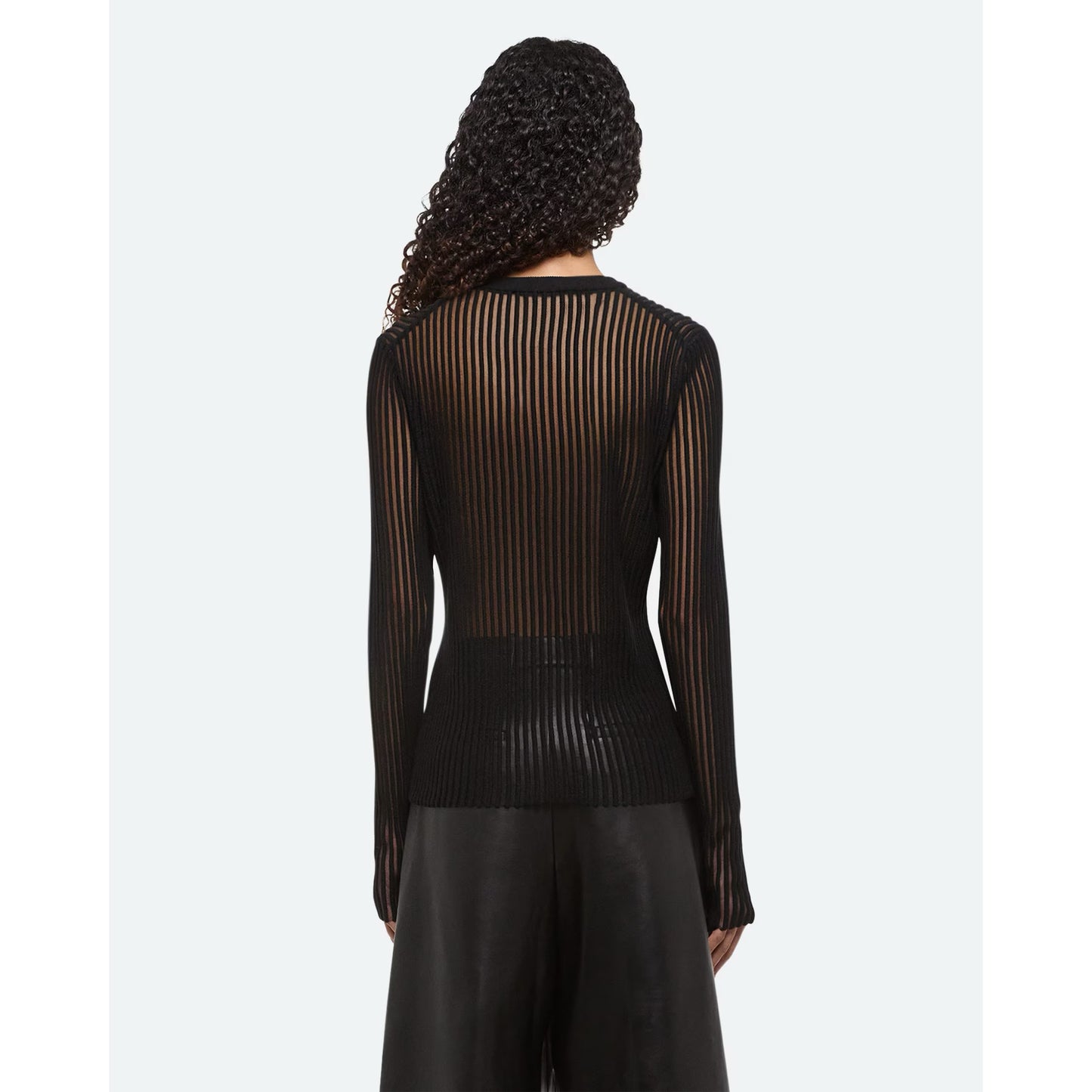 Helmut Lang "Spaced Sheer Crewneck" in Black, size Small