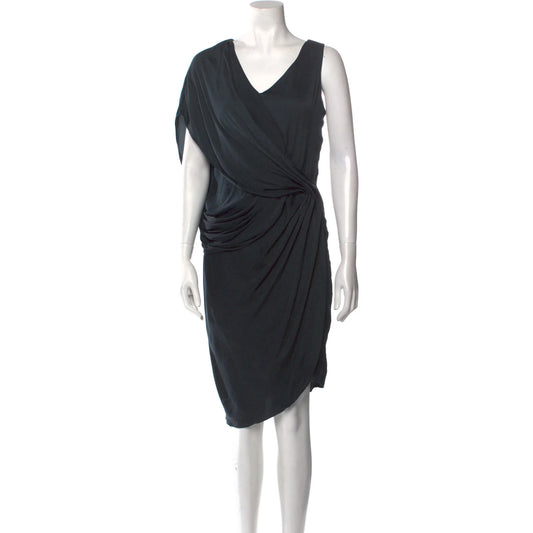 Helmut Lang Draped Goddess Dress in Dark Teal, size 6