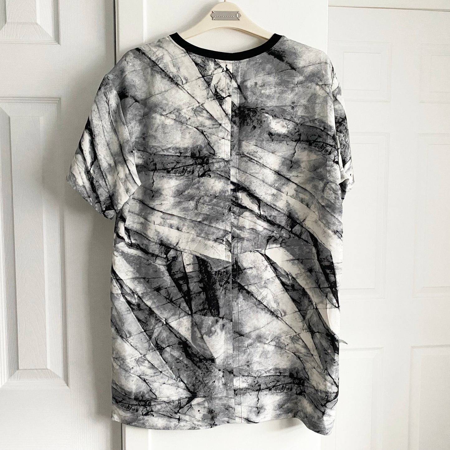 Helmut Lang Short Sleeve Printed Black/ White Top, size XS