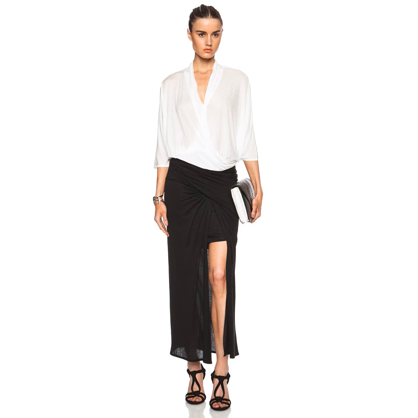 Helmut Lang "Entity" Tencel Jersey Skirt in Black, size Medium