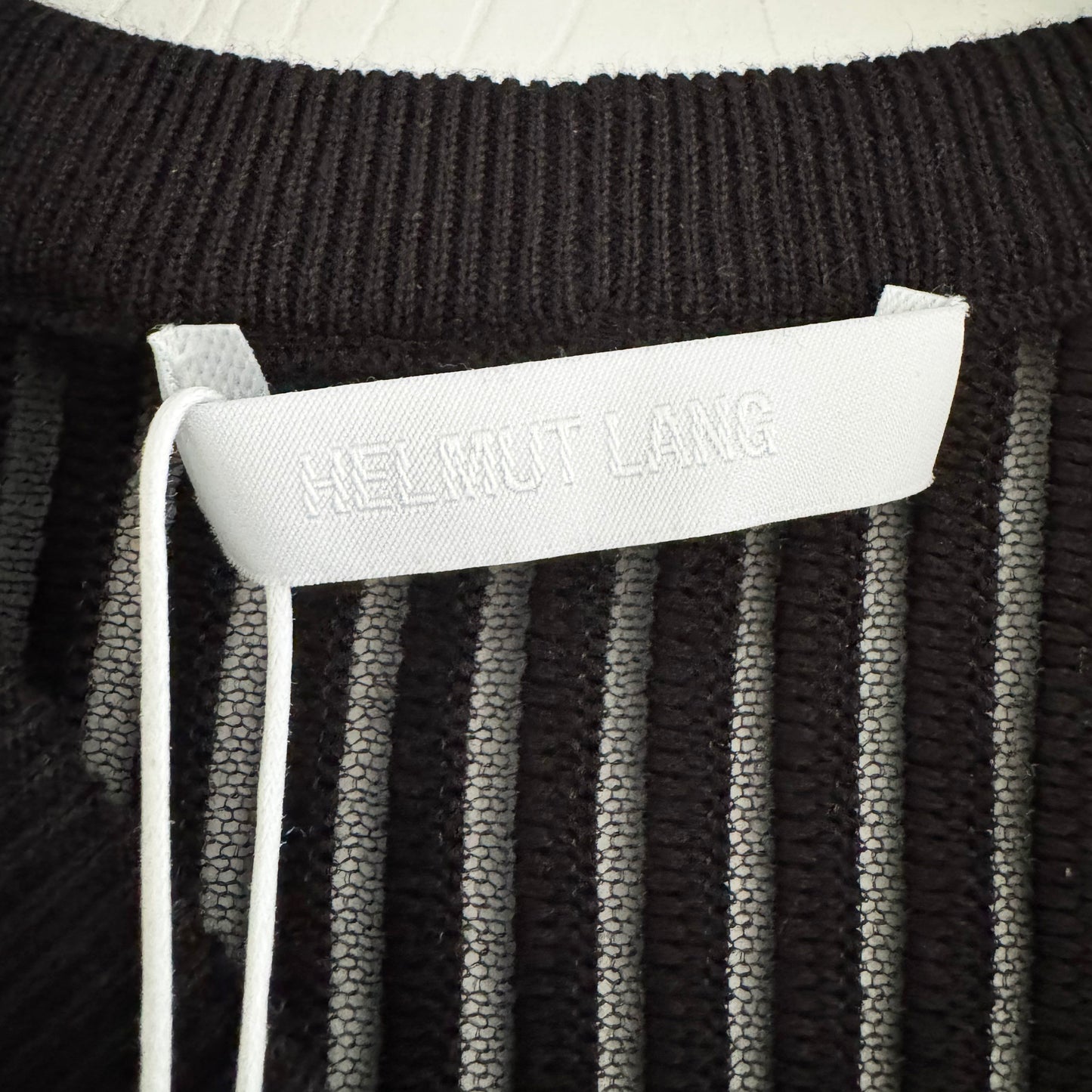 Helmut Lang "Spaced Sheer Crewneck" in Black, size Small