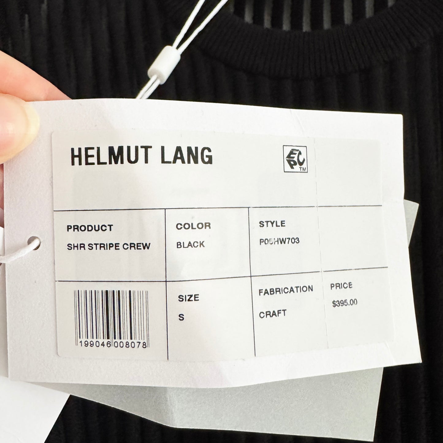 Helmut Lang "Spaced Sheer Crewneck" in Black, size Small