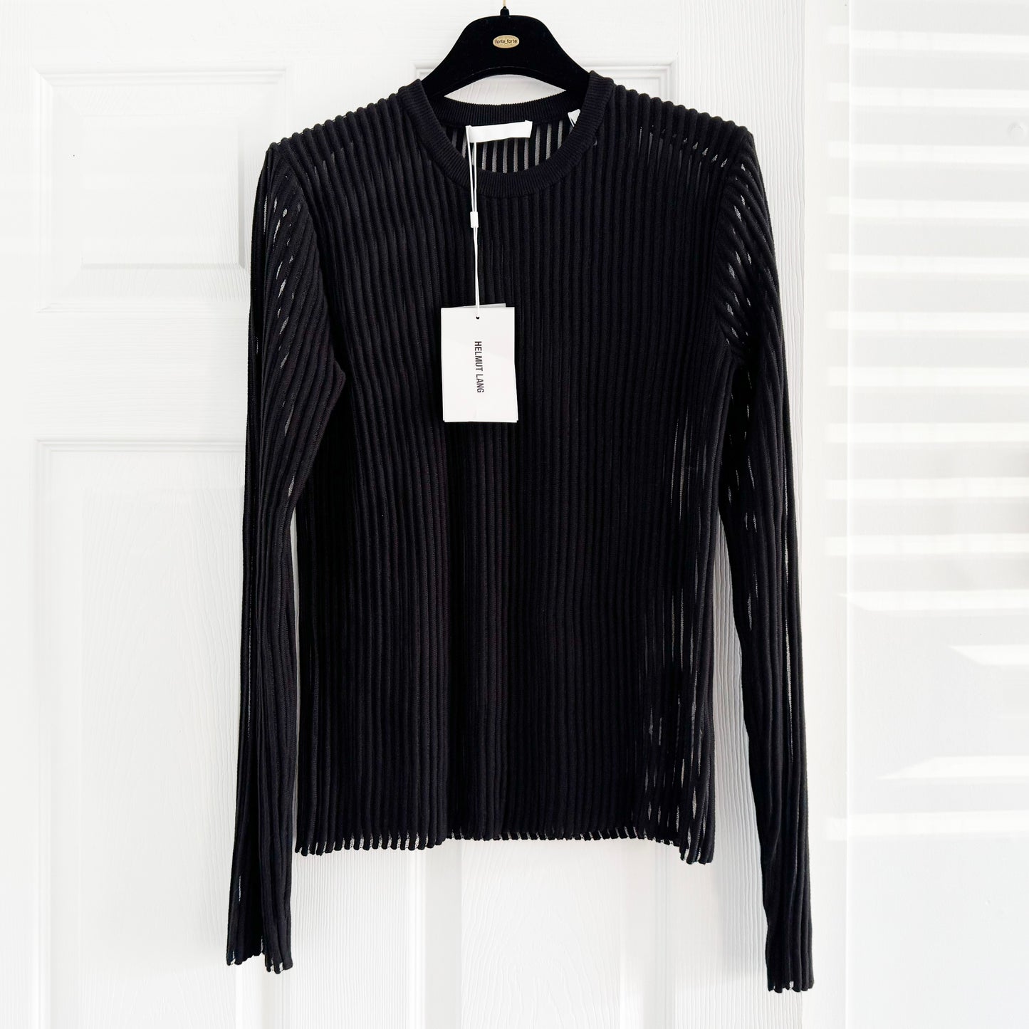 Helmut Lang "Spaced Sheer Crewneck" in Black, size Small