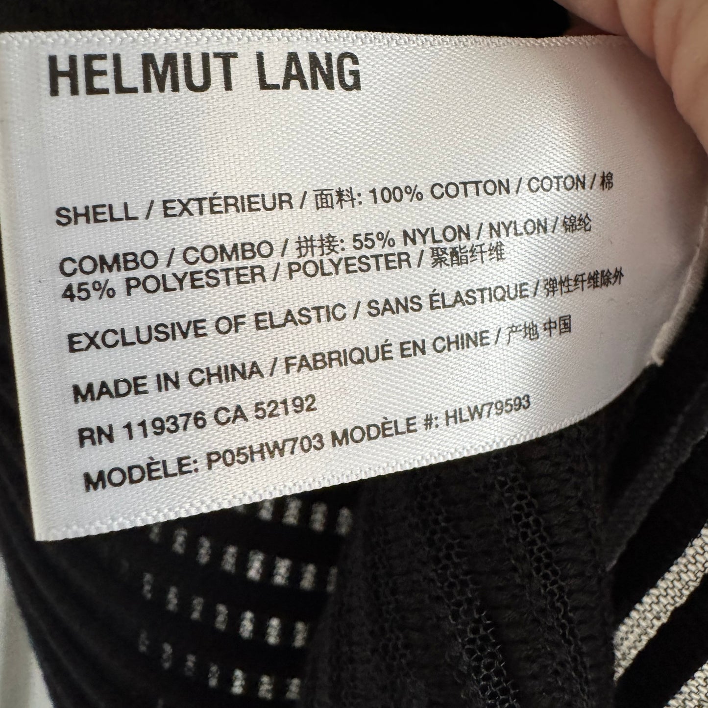 Helmut Lang "Spaced Sheer Crewneck" in Black, size Small