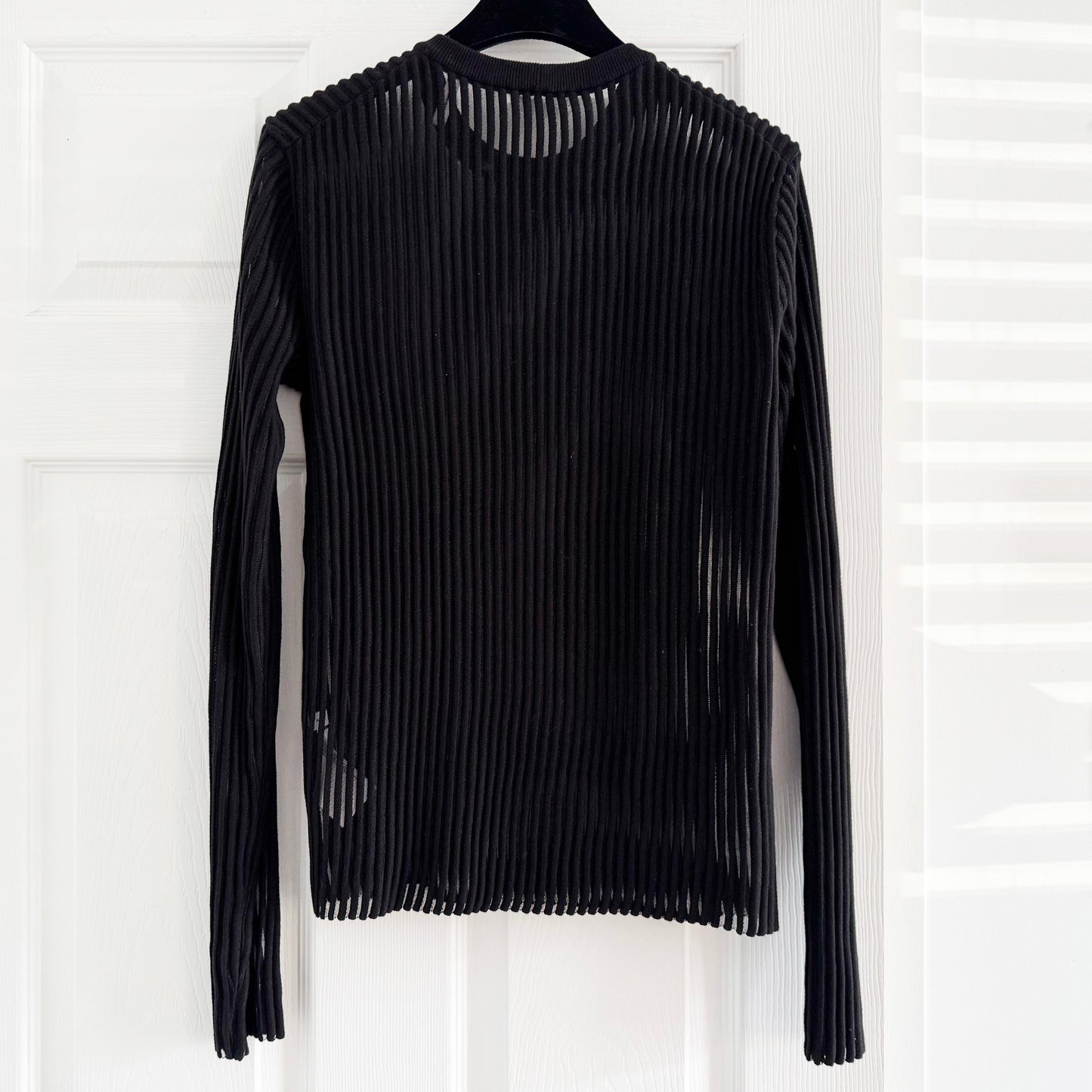 Helmut Lang "Spaced Sheer Crewneck" in Black, size Small