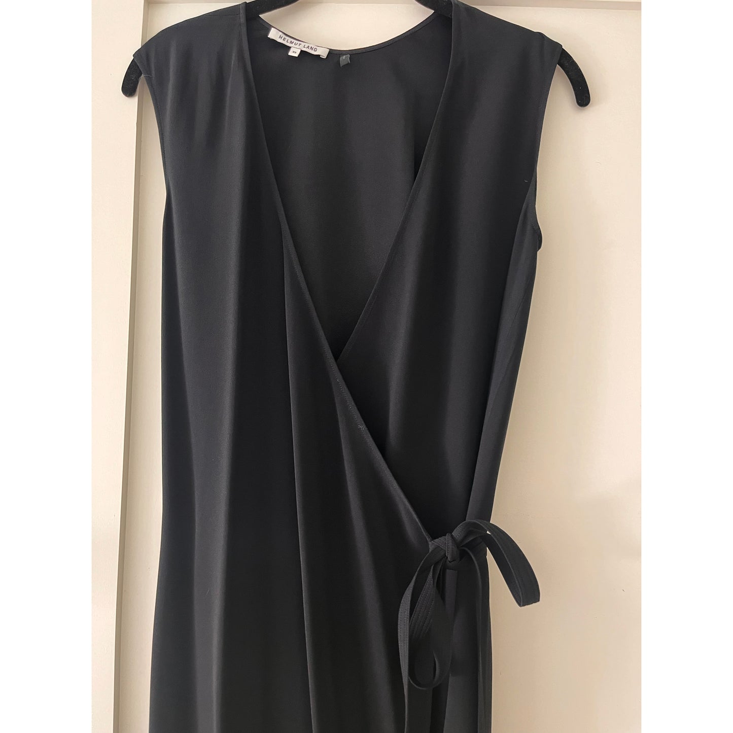 Helmut Lang Black Crepe Wrap Dress, size XS