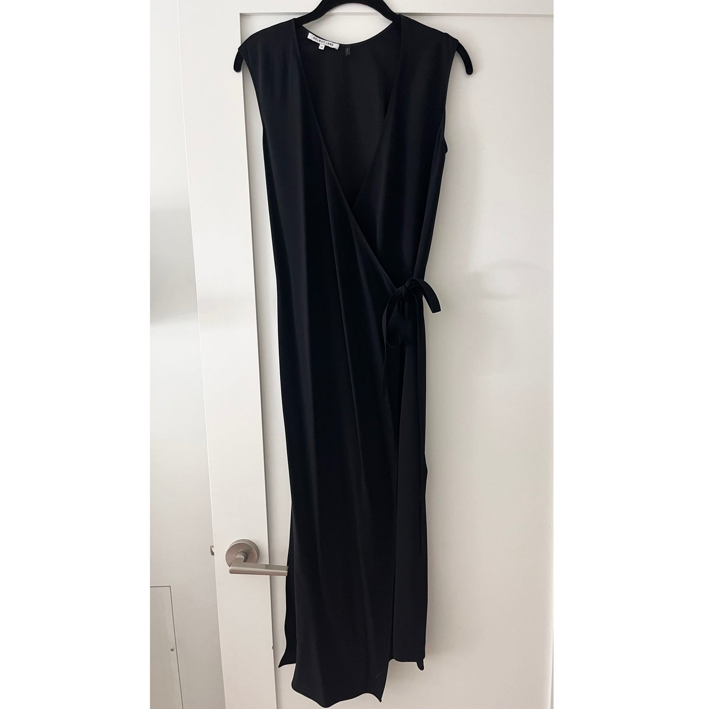 Helmut Lang Black Crepe Wrap Dress, size XS