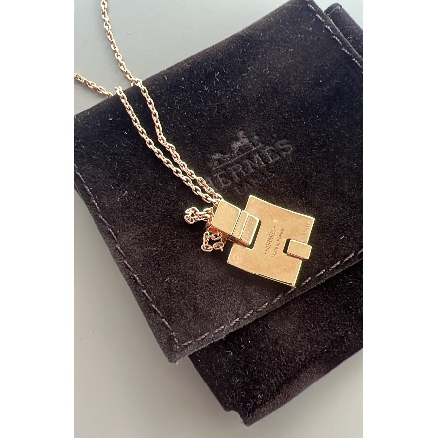 Hermes "Eileen" Necklace in Rosegold with White Enamel