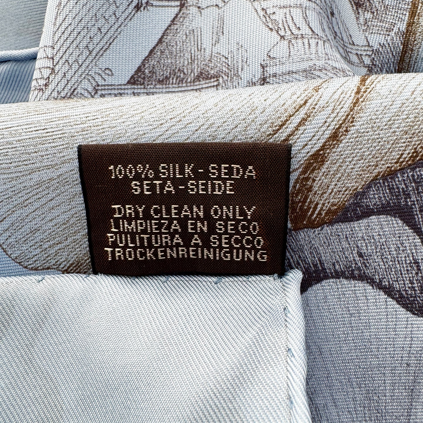 Hermes "A L’Ombre des Pivoines" 90cm Silk Scarf in Blue