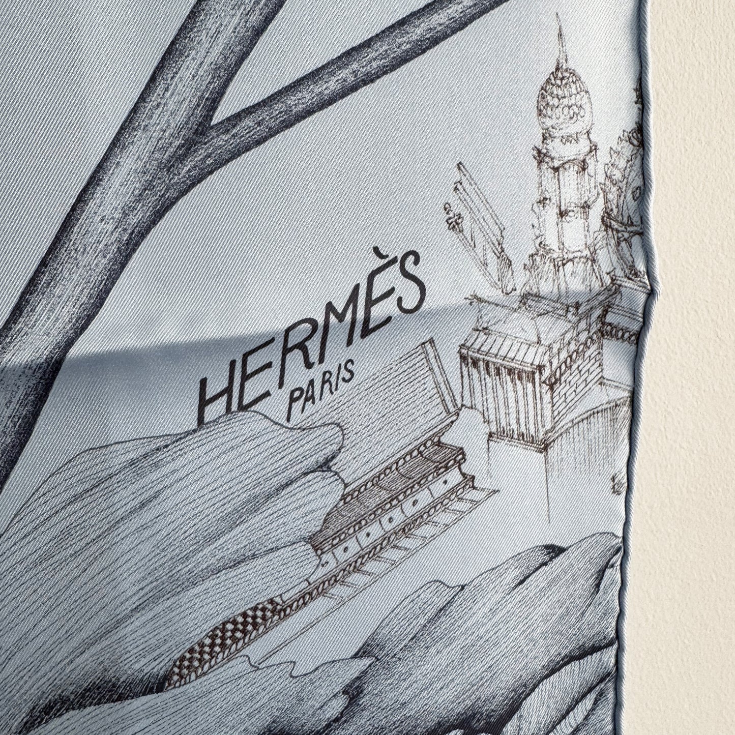 Hermes "A L’Ombre des Pivoines" 90cm Silk Scarf in Blue