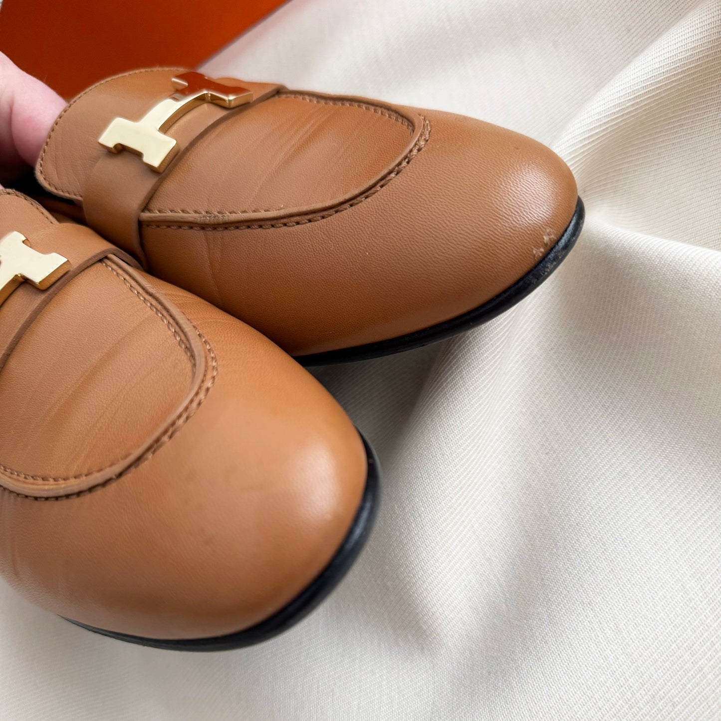 Hermes "Paris Moccasin" in Naturel, size 38