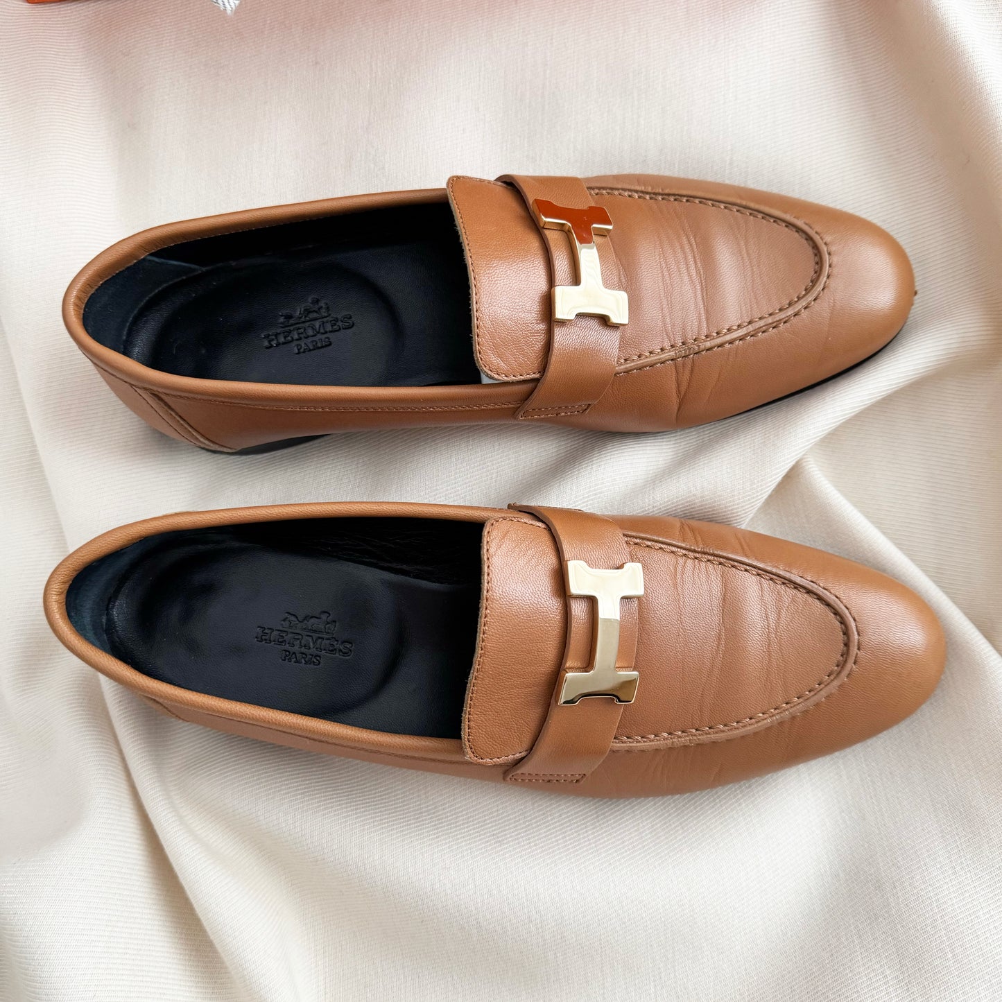 Hermes "Paris Moccasin" in Naturel, size 38