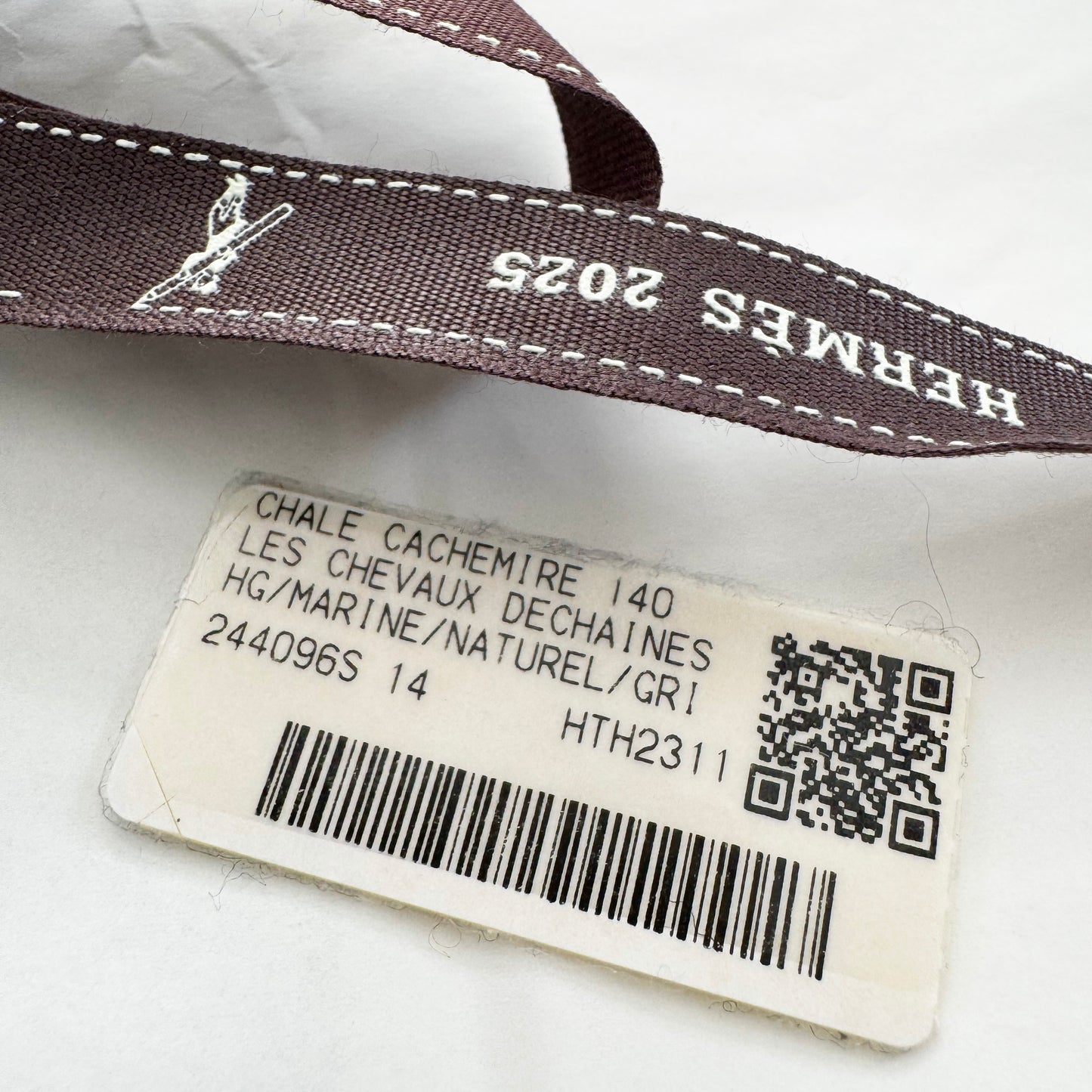 Hermes Cashmere/Silk "Les Chevaux Dechaines" Shawl 140 in Marine/Naturel/Gris