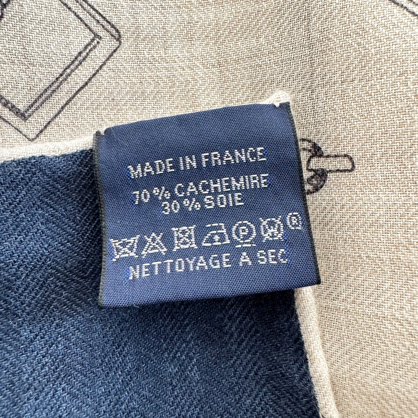 Hermes Cashmere/Silk "Les Chevaux Dechaines" Shawl 140 in Marine/Naturel/Gris