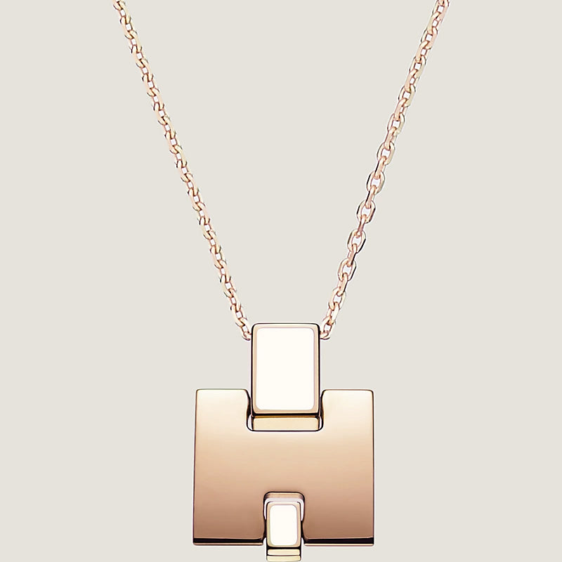 Hermes "Eileen" Necklace in Rosegold with White Enamel