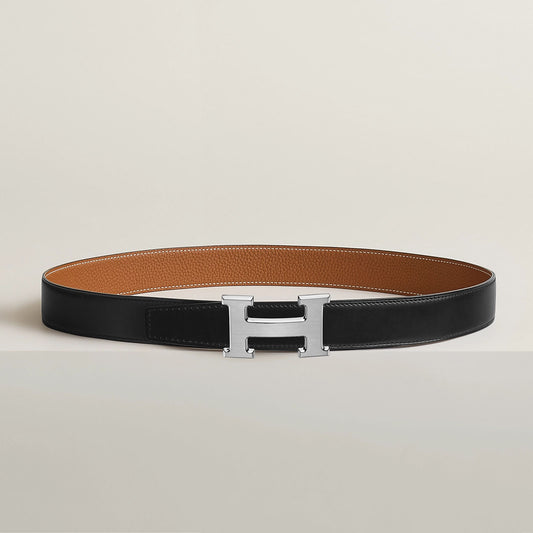 Hermes Reversible "H Belt" with Brushed Silver Buckle (size 90cm - like a Medium ish)