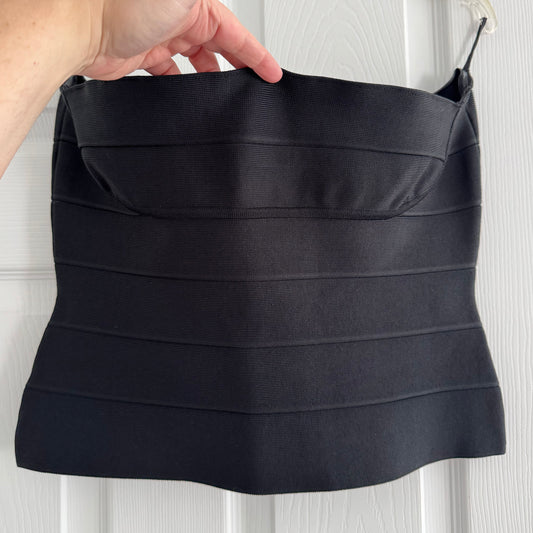 Herve Leger Strapless Top in Black, size Large