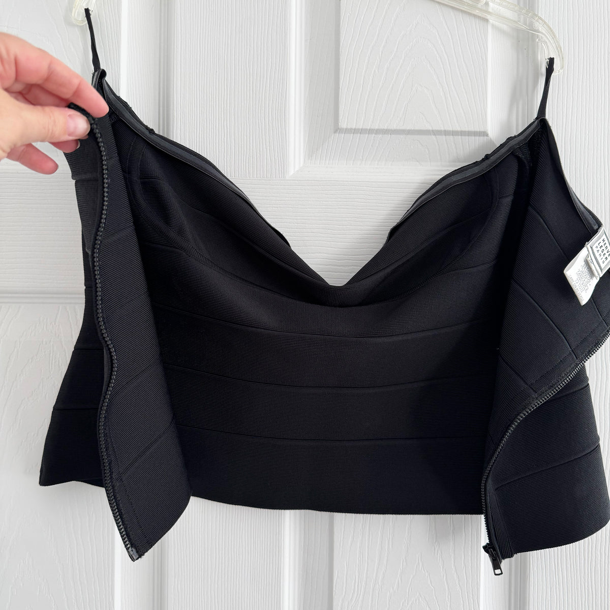 Herve Leger Strapless Top in Black, size Large