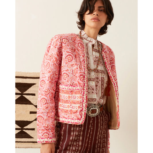 Alix of Bohemia "Hudson" Printed Jacket in Hydrangea Pink, Size XS