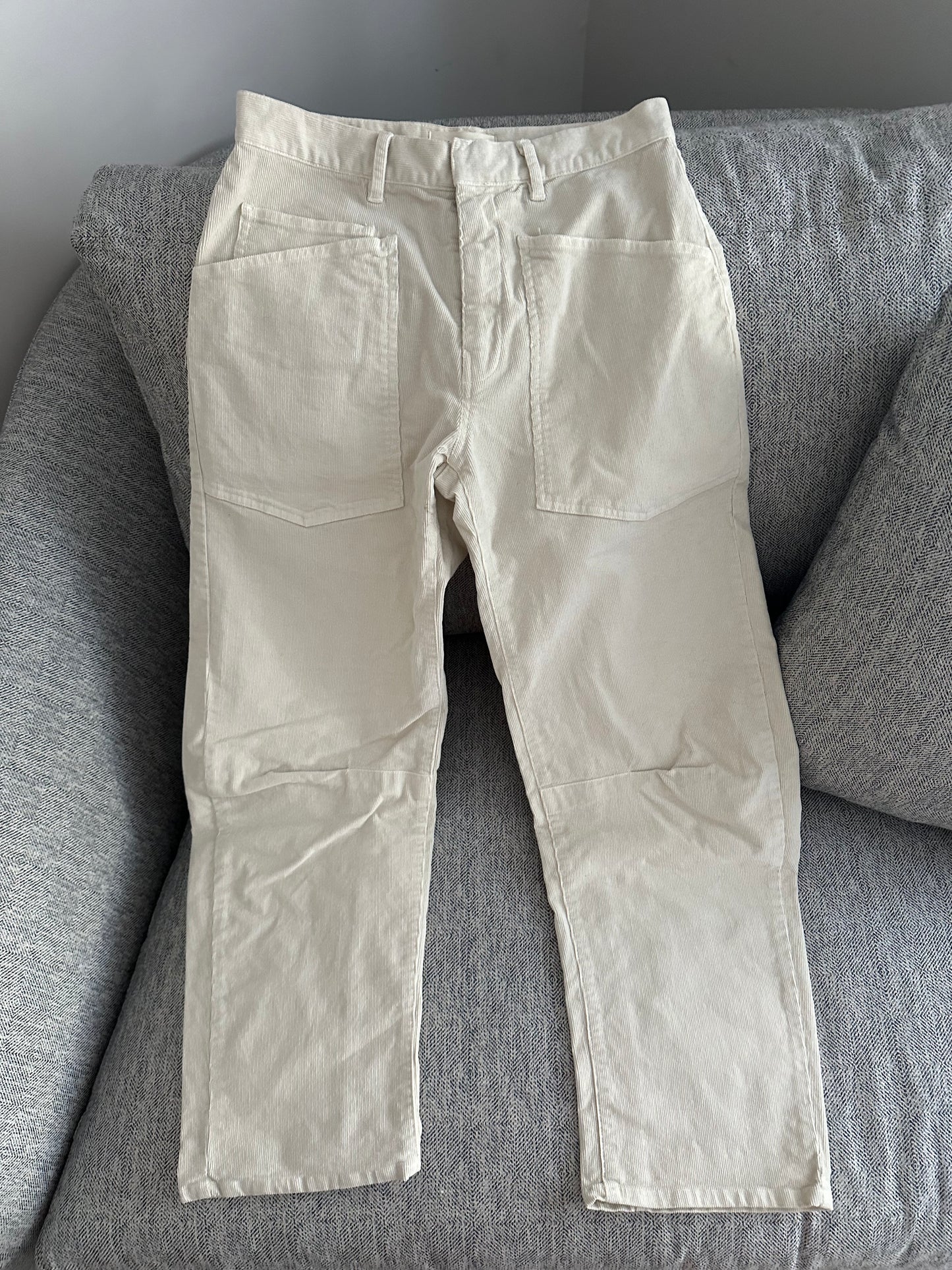 Nili Lotan "Shon" Corduroy Pant in Winter White, size 00 (fits like size 2)