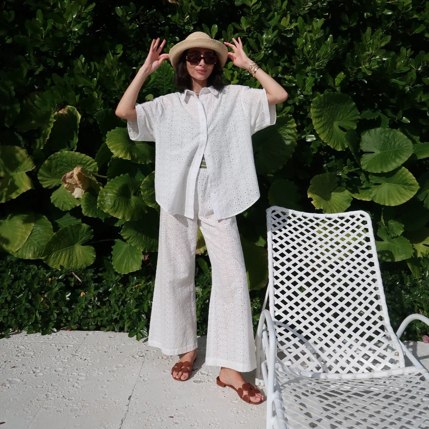 La Maregold "Mila" Shirt in White Eyelet, size M/L