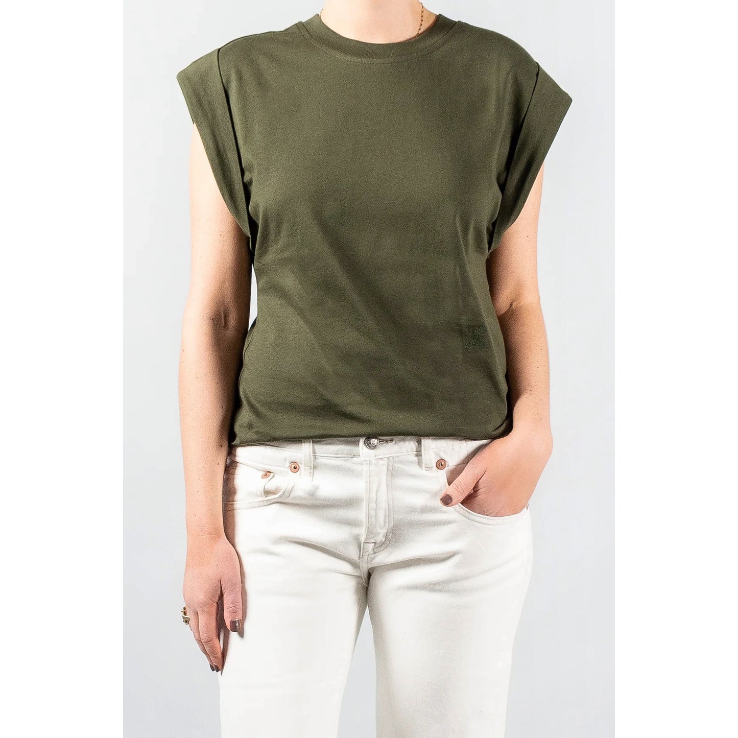 CLOSED Sleeveless T-Shirt in Green, size Medium