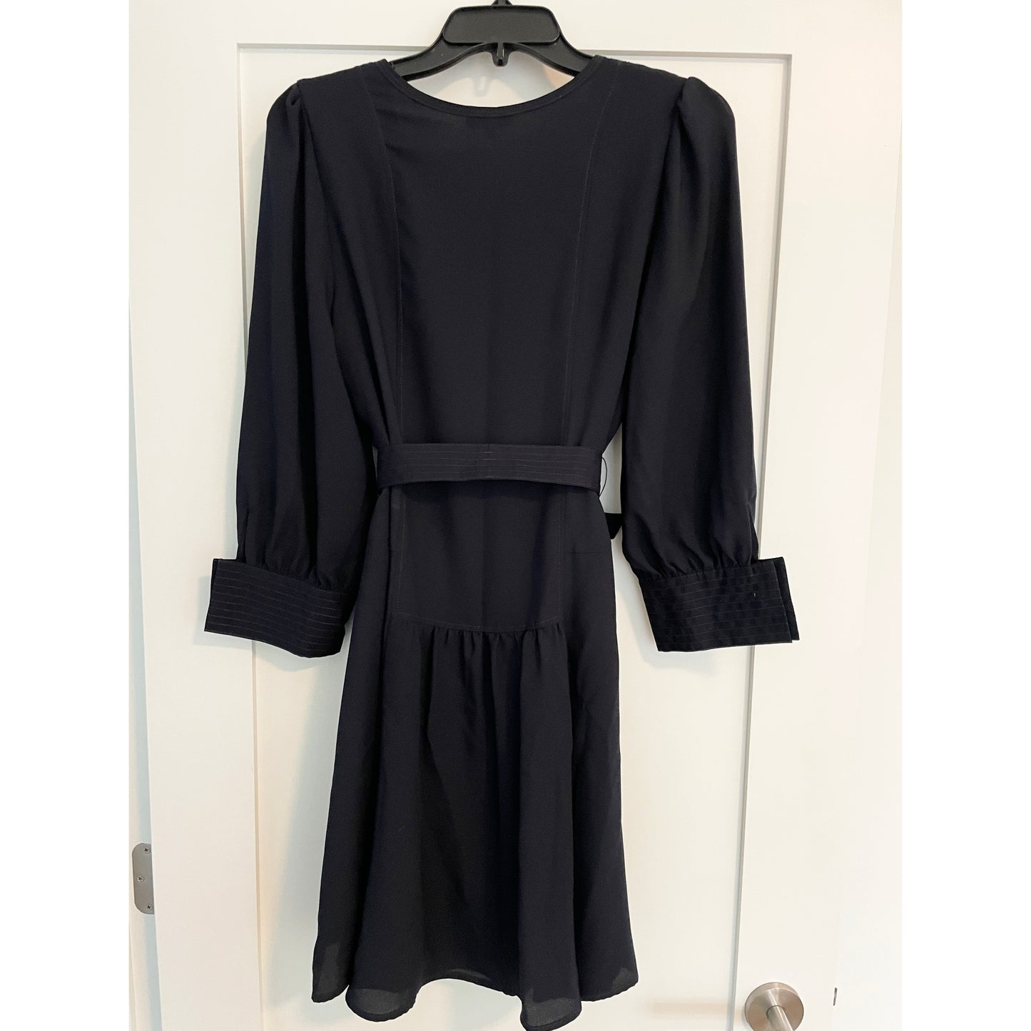 Claudie Pierlot "Rihane" Belted Crepe Dress in Navy, size 36 (fits size 2)