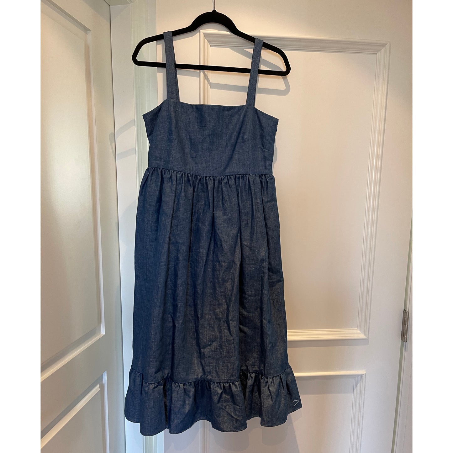 CO Denim Dress with Ruffle Hem, size Medium (fits like a S/M)