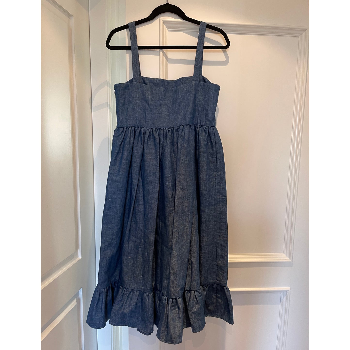 CO Denim Dress with Ruffle Hem, size Medium (fits like a S/M)