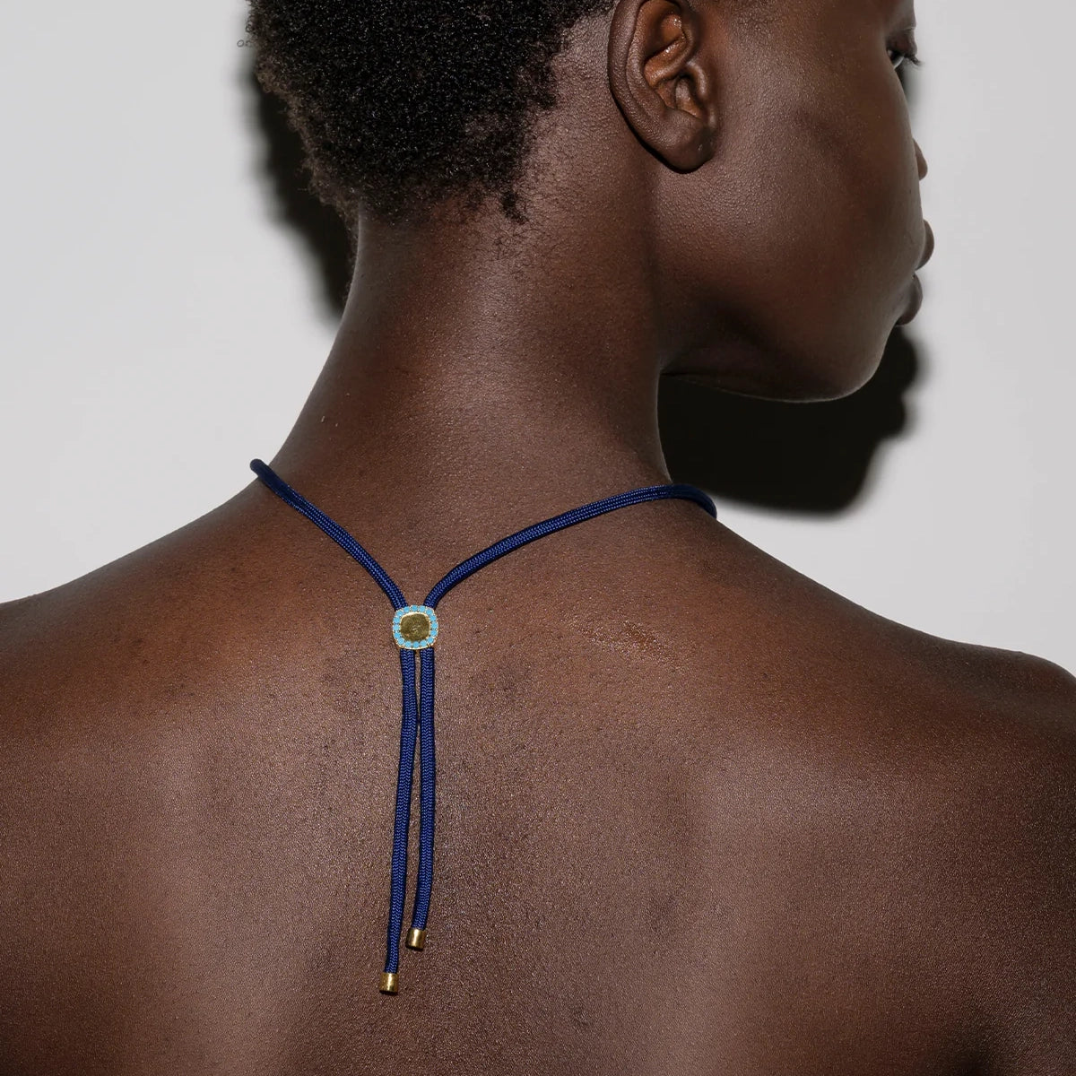 Dorsey Nano Turquoise and Diamond Paracord Necklace in Navy