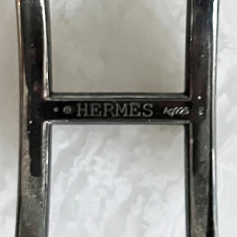 Hermes "Marine" Sterling Silver and Leather Bracelet