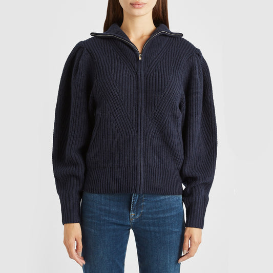 Isabel Marant "Abby" Zip-Front Cardigan in Navy, size 36