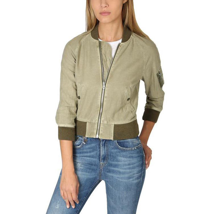 R13 Shrunken Bomber Jacket in Army Green, size Medium (fits size small)